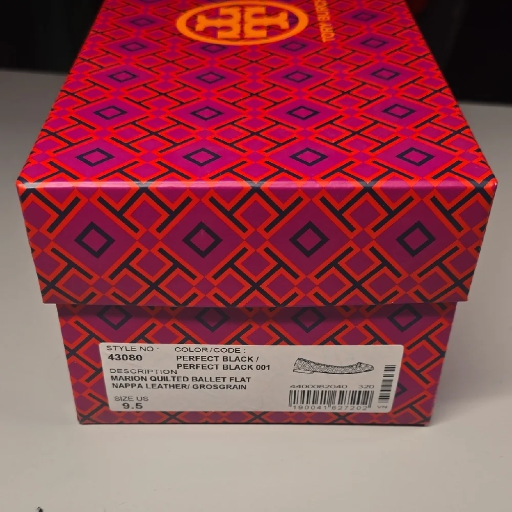 Tory Burch Black Marion Quilted Ballet Flat Size 9.5 - Picture 7 of 9